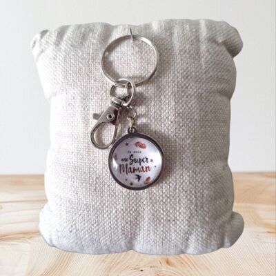 Portachiavi "Sono una super mamma" – Cabochon in vetro