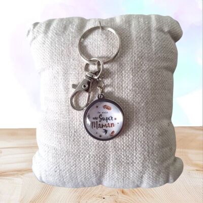 Portachiavi "Sono una super mamma" – Cabochon in vetro