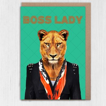 Anniversaire lionne, nouvelle carte de travail : Boss Lady 2