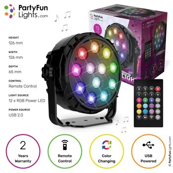 12 LED - PAR - Lampe Disco - avec télécommande 1