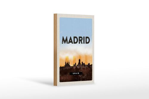 Holzschild Reise 12x18 cm Madrid Spain Retro Malerisches Bild