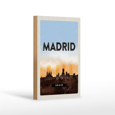 Holzschild Reise 12x18 cm Madrid Spain Retro Malerisches Bild