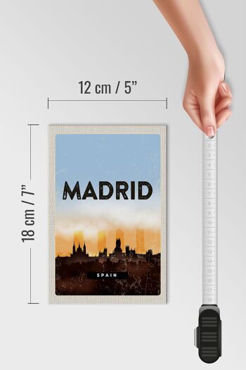 Panneau en bois Voyage 12x18 cm Madrid Espagne Image pittoresque rétro 4