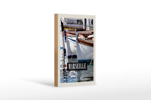 Holzschild Reise 12x18 cm Marseille France Meer Urlaub Geschenk