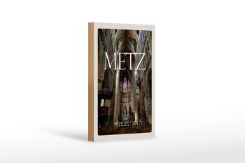 Panneau en bois voyage 12x18 cm Metz France cathédrale destination de voyage décoration 1