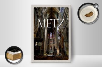 Panneau en bois voyage 12x18 cm Metz France cathédrale destination de voyage décoration 2
