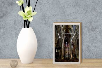 Panneau en bois voyage 12x18 cm Metz France cathédrale destination de voyage décoration 3