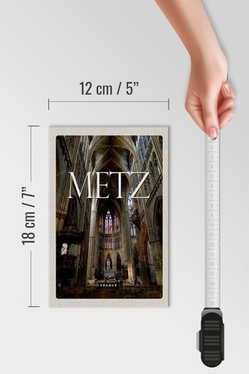 Panneau en bois voyage 12x18 cm Metz France cathédrale destination de voyage décoration 4