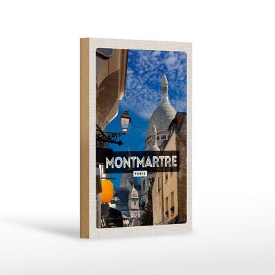 Cartel de madera viaje 12x18 cm Montmartre Paris colinas decoración destino de viaje