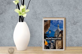 Panneau en bois voyage 12x18 cm Montmartre Paris collines décoration destination voyage 3