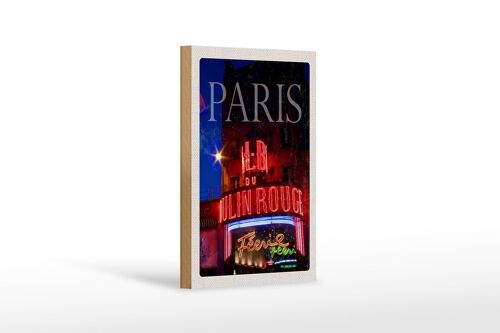 Holzschild Reise 12x18 cm Paris Moulin Rouge Varieté Dekoration