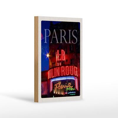 Cartel de madera viaje 12x18 cm decoración variedad Paris Moulin Rouge