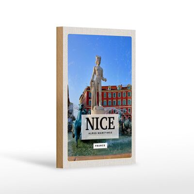 Cartel de madera viaje 12x18 cm NICE Alpes Marítimos Francia regalo