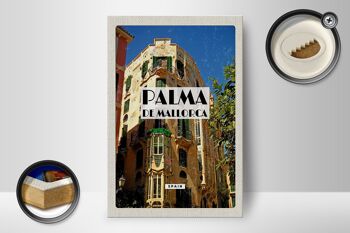 Panneau en bois voyage 12x18 cm Palma de Majorque Espagne décoration vieille ville 2