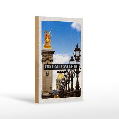 Cartello in legno da viaggio 12x18 cm Pont Alexandre III Destinazione di viaggio Parigi