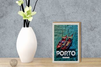 Panneau en bois voyage 12x18 cm affiche Porto Portugal décoration bateaux de mer 3