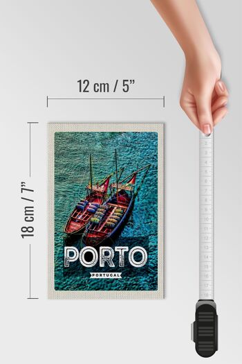 Panneau en bois voyage 12x18 cm affiche Porto Portugal décoration bateaux de mer 4