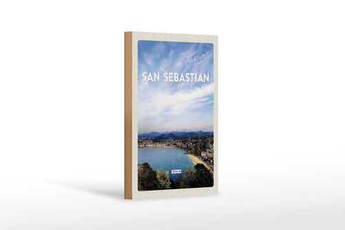 Holzschild Reise 12x18 cm San Sebastian Spain Meer Urlaub Sonne
