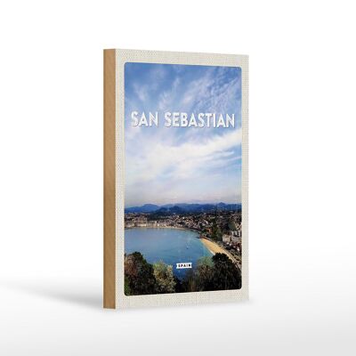 Holzschild Reise 12x18 cm San Sebastian Spain Meer Urlaub Sonne