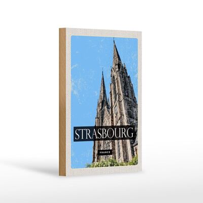 Holzschild Reise 12x18 cm Strasbourg France Kathedrale Geschenk