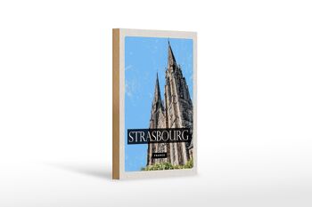 Panneau en bois voyage 12x18 cm Strasbourg France Cathédrale cadeau 1