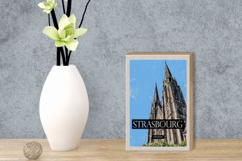 Panneau en bois voyage 12x18 cm Strasbourg France Cathédrale cadeau 3