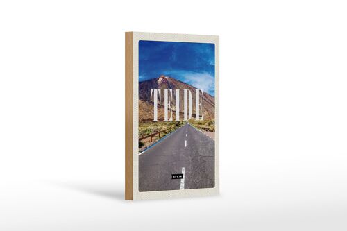 Holzschild Reise 12x18 cm Teide Spain Erhebung Retro Geschenk