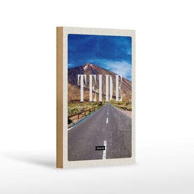 Cartel de madera viaje 12x18 cm Teide España encuesta regalo retro