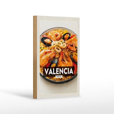 Cartel de madera viaje 12x18 cm Valencia España pescado marisco