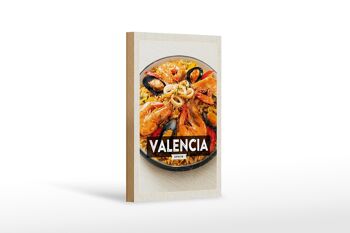 Panneau en bois voyage 12x18 cm Valence Espagne poisson fruits de mer 1