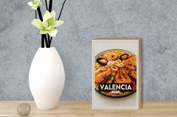 Panneau en bois voyage 12x18 cm Valence Espagne poisson fruits de mer 3