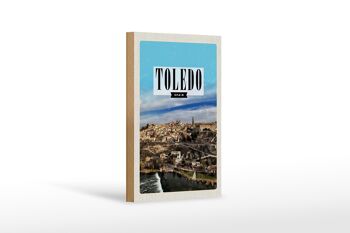 Panneau en bois voyage 12x18 cm Tolède Espagne panorama ville vacances 1