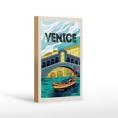 Cartel de madera viaje 12x18 cm Venecia Italia foto decorativa pintoresca