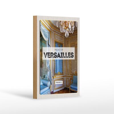 Cartel de madera viaje 12x18 cm Palacio de Versalles Francia destino de viaje
