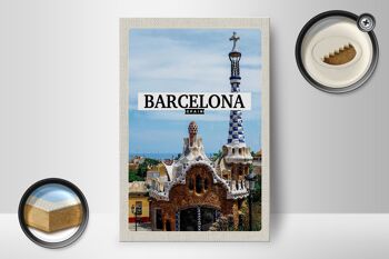Panneau en bois voyage 12x18 cm Barcelone Espagne destination de vacances décoration mer 2