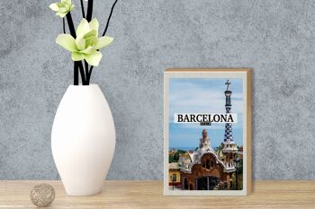 Panneau en bois voyage 12x18 cm Barcelone Espagne destination de vacances décoration mer 3