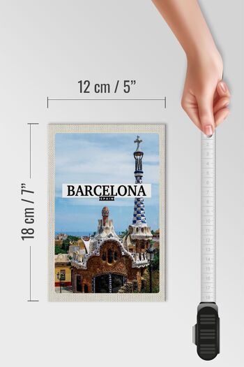 Panneau en bois voyage 12x18 cm Barcelone Espagne destination de vacances décoration mer 4