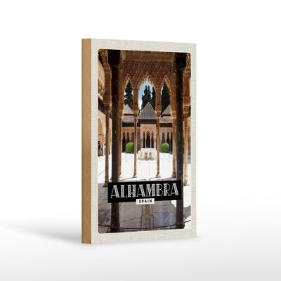 Cartel de madera viaje 12x18 cm Alhambra España turismo decoración vacacional
