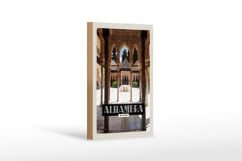 Panneau en bois voyage 12x18 cm Alhambra Espagne tourisme décoration de vacances 1