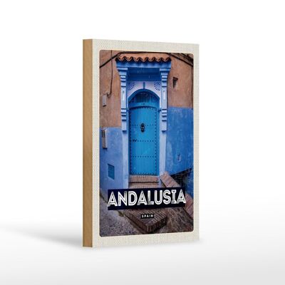 Panneau en bois voyage 12x18 cm Andalousie Espagne décoration rétro vieille ville