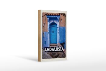 Panneau en bois voyage 12x18 cm Andalousie Espagne décoration rétro vieille ville 1