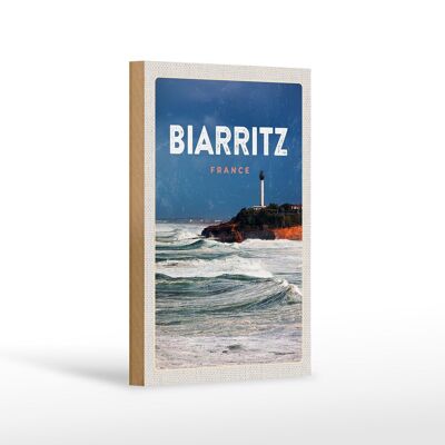 Panneau en bois voyage 12x18 cm Biarritz France cadeau vacances mer