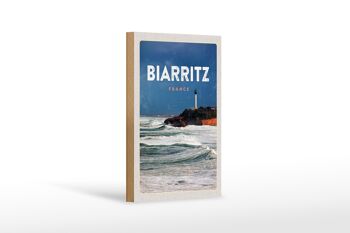 Panneau en bois voyage 12x18 cm Biarritz France cadeau vacances mer 1