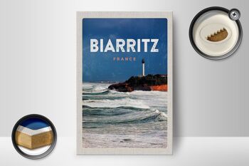 Panneau en bois voyage 12x18 cm Biarritz France cadeau vacances mer 2