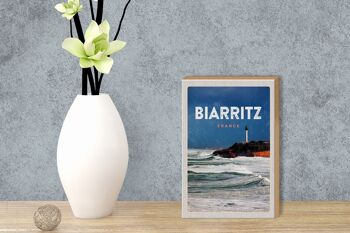 Panneau en bois voyage 12x18 cm Biarritz France cadeau vacances mer 3