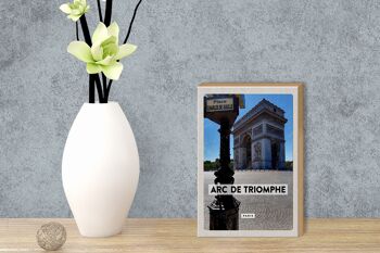 Panneau en bois voyage 12x18cm décoration Arc de Triomphe Paris vue latérale 3