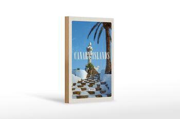 Panneau en bois voyage 12x18 cm îles Canaries Espagne vacances palmiers 1