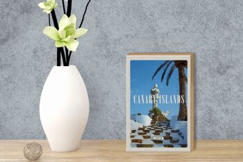 Panneau en bois voyage 12x18 cm îles Canaries Espagne vacances palmiers 3