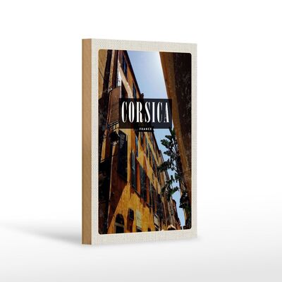 Cartello in legno da viaggio 12x18 cm Corsica Francia regalo retrò città vecchia