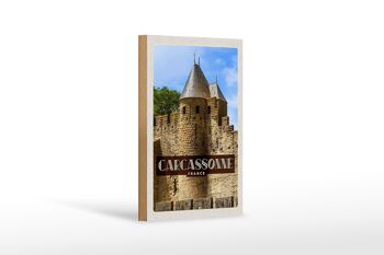 Panneau en bois voyage 12x18cm Carcassonne Franca Décoration Patrimoine Mondial 1